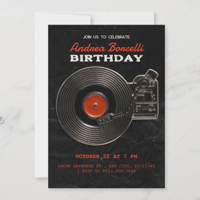 Black Vinyl Record vintage  Invitation (Front)