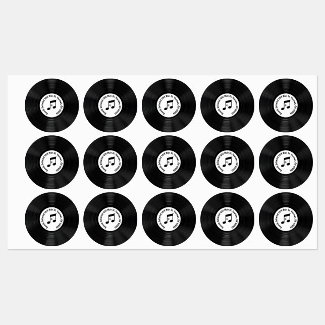 Black Vinyl Record With Song Title Labels (Sheet)