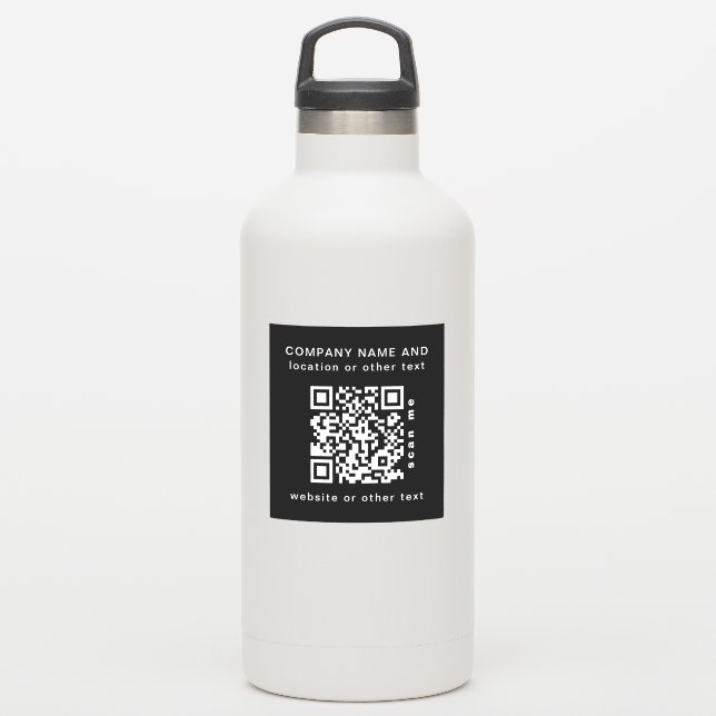 Black Vinyl square Business QR code Water Bottle S Sticker (Waterbottle)