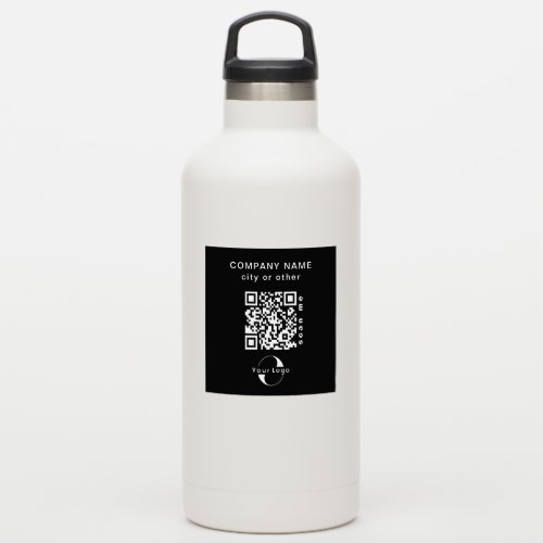 Black Vinyl square Business QR code Water Bottle Sticker