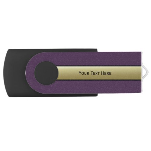 Black Violet Chic Custom Text On Gold Colorblock Flash Drive