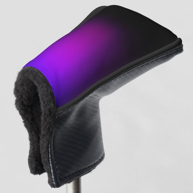 Black Violet Gradient Glow Golf Head Cover (3/4 Front)