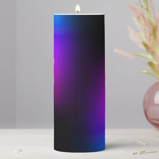 Black Violet Gradient Glow Pillar Candle (In Situ)