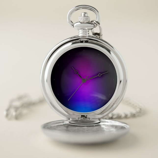 Black Violet Gradient Glow Pocket Watch (Inside)