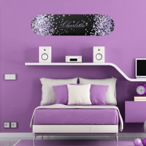 Black violet lavender glitter dust name elegant skateboard