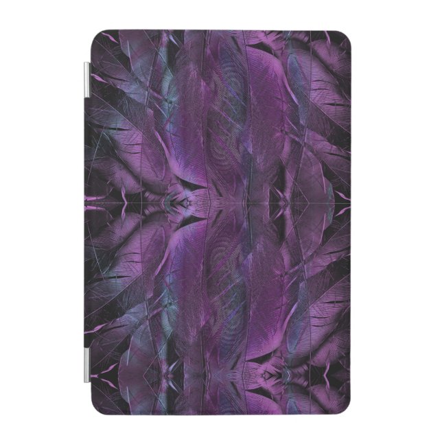 Black Violet Purple Blue Feather Texture  Design iPad Mini Cover (Front)