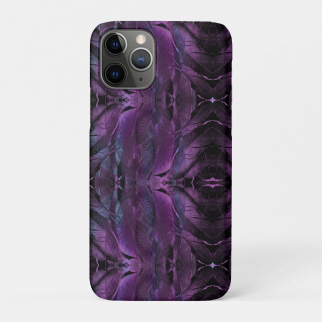 Black Violet Purple Feathered design Case-Mate iPhone Case (Back)