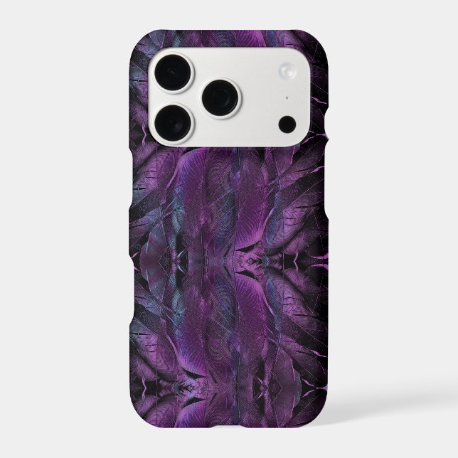 Black Violet Purple Feathered design Iphone Case (Back)