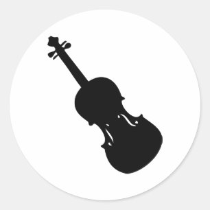 black violin icon classic round sticker