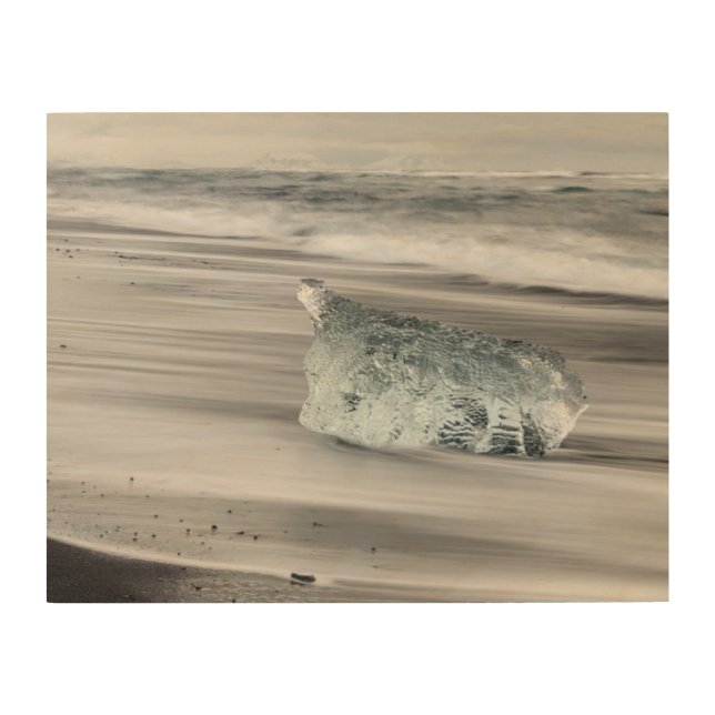 Black Volcanic Beach | Vatnajokull National Park Wood Wall Art (Front)