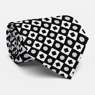 Black Volleyball Argyle Pattern Neck Tie
