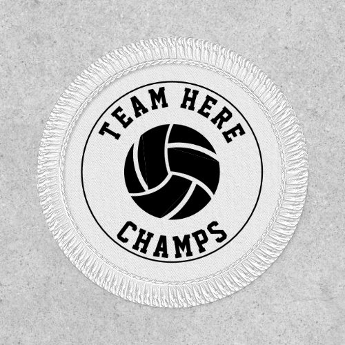 Black volleyball ball champs team name white patch