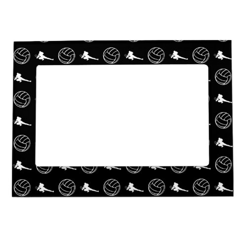 Black Volleyball Pattern Magnetic Picture Frame