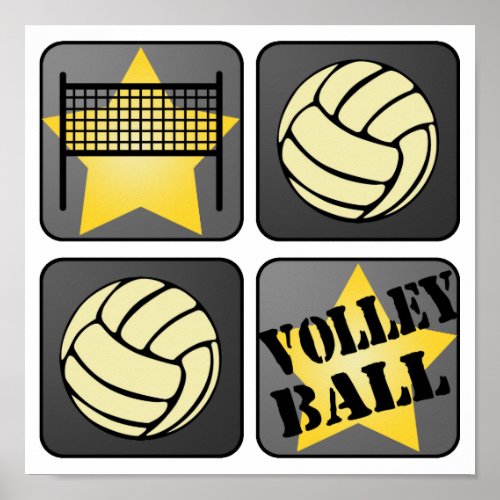 Black Volleyball Poster