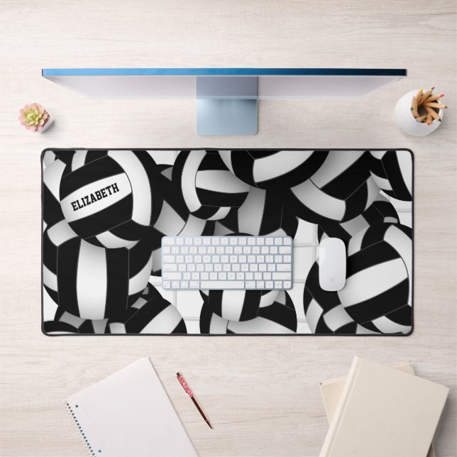 Black volleyball team colors sports pattern desk mat (Office 1)