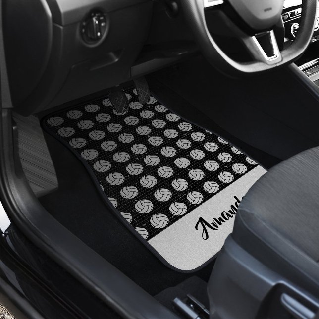 Black Volleyball Wood Floor Patterned Car Floor Mat (Creator Uploaded)