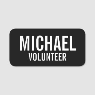 Black Volunteer Badge with Custom Name