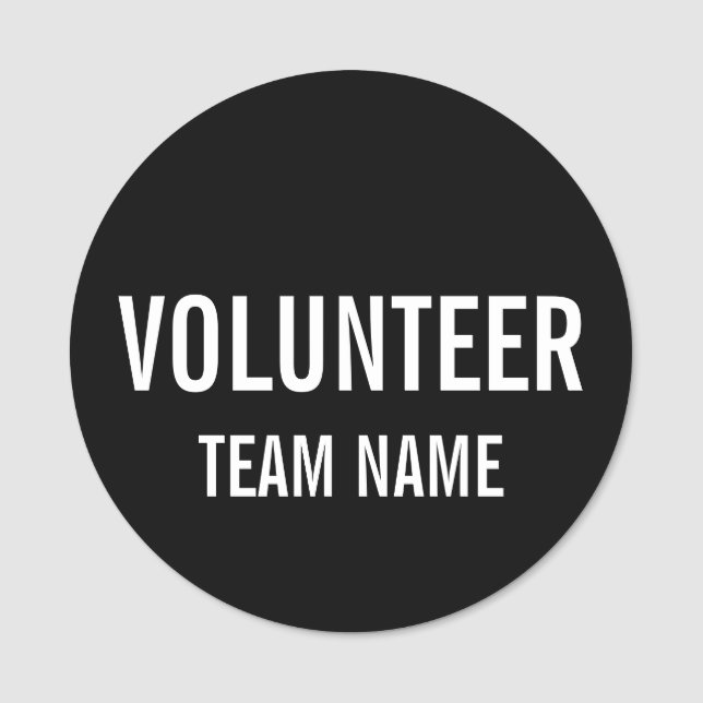 Black Volunteer Badge with Custom Team Name (Front)
