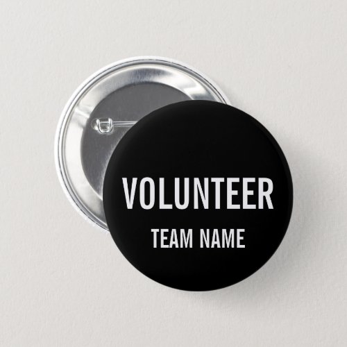 Black Volunteer Badge with Custom Team Name Button