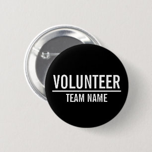 Black Volunteer Badge with Custom Team Name Button