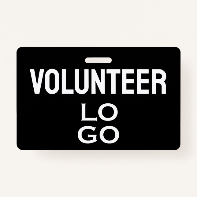 Black Volunteer with Custom Logo ID Badge (Front)