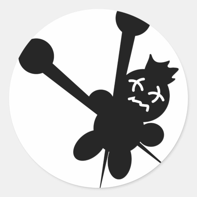 black voodoo doll needles torture classic round sticker (Front)