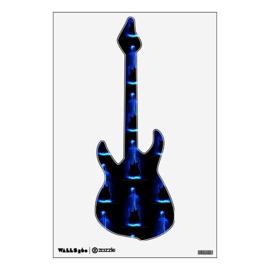 Black w/Blue Electric Guitar Design on Wall Decals