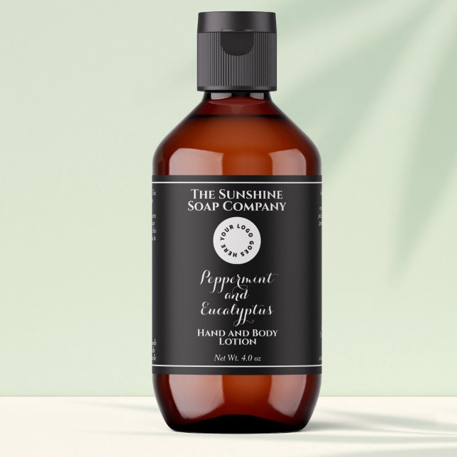 Black w curly text logo cosmetics bottle label  (Creator Uploaded)