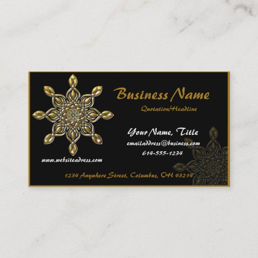 Customizable Black w/ Gold Decorative Art Object Business Cards