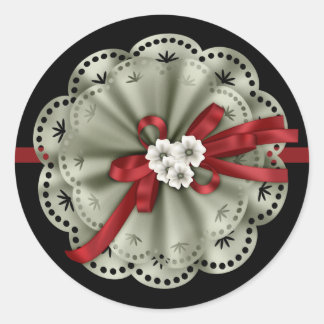 Black w/Green Lace & Red Ribbon Stickers