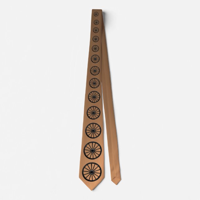 BLACK WAGON WHEEL-TIE-ON BRUSHED COPPER NECK TIE (Front)