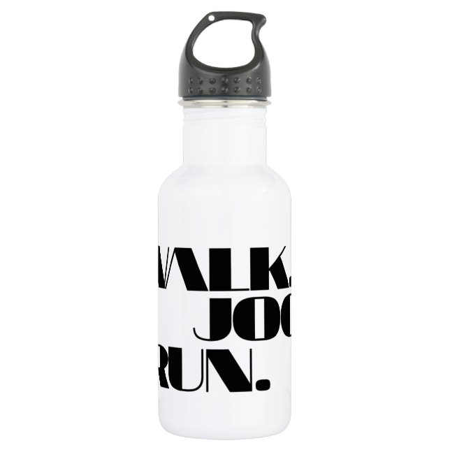 BLACK WALK JOG RUN (font CHUNKY) Water Bottle (Front)