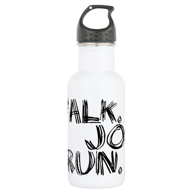 BLACK WALK JOG RUN (font SCRIBBLE) Water Bottle (Front)