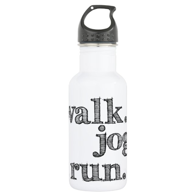 BLACK WALK JOG RUN (font SHADED) Water Bottle (Front)