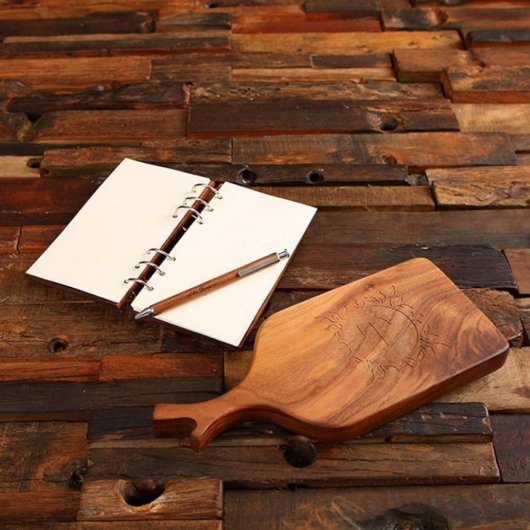 Black Walnut Notebook with Monogram Cutting Board (Front)
