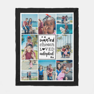 Black Wanted Chosen Loved Adopted Photo Collage Fleece Blanket
