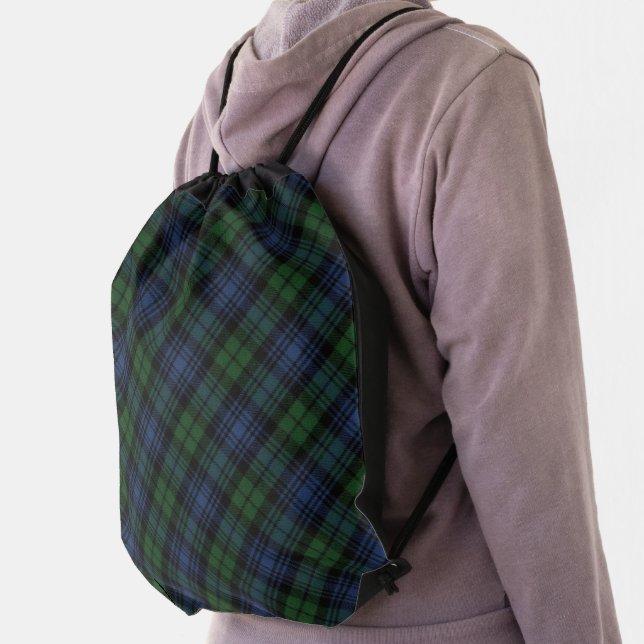 Black Watch Ancient Original Scottish Tartan Drawstring Bag (Insitu)