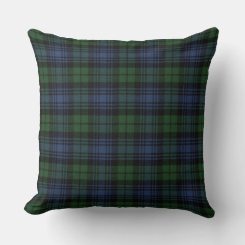 Black Watch Ancient Original Scottish Tartan Throw Pillow