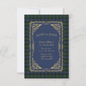 Black Watch Ancient Tartan With Gold Frame Save The Date (Front)