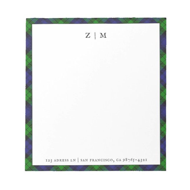Black Watch Cambpell Clan Tartan Plaid Pattern Notepad (Front)