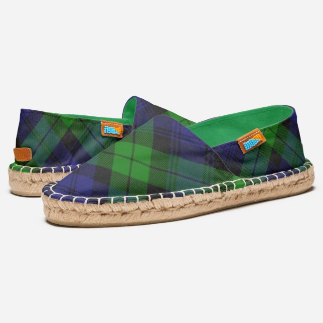 Black Watch Campbell Clan Highland Plaid Espadrilles (Angled)