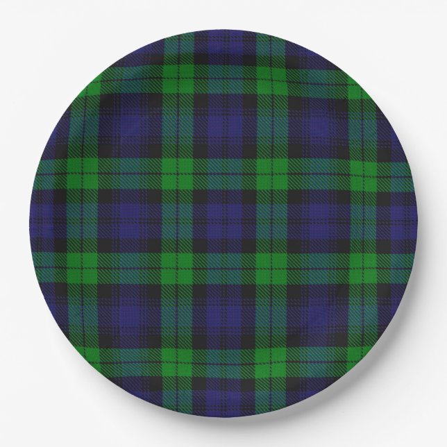Black Watch Campbell Tartan Paper Plates (Front)