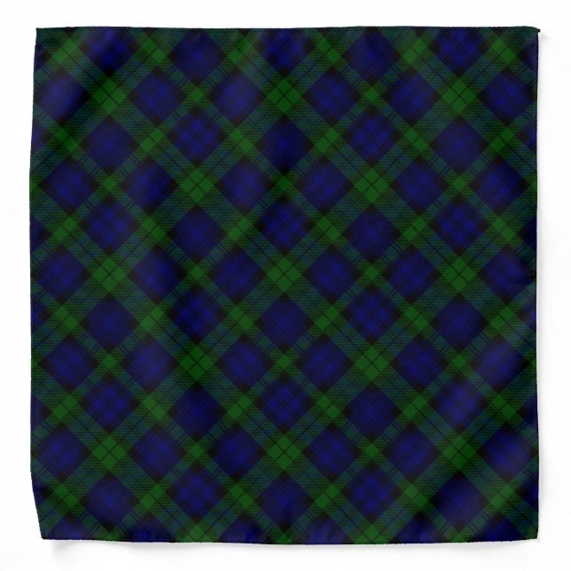 Black Watch clan tartan blue green plaid Bandana (Front)