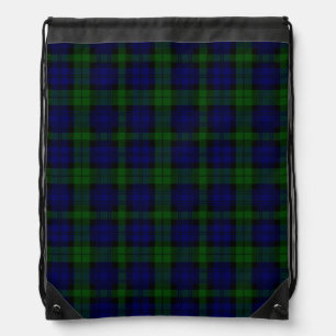 Black Watch clan tartan blue green plaid Drawstring Bag