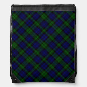 Black Watch clan tartan blue green plaid Drawstring Bag