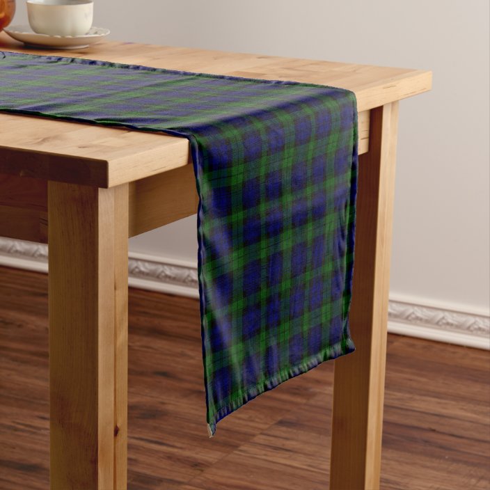 Black Watch Clan Tartan Blue Green Plaid Short Table Runner