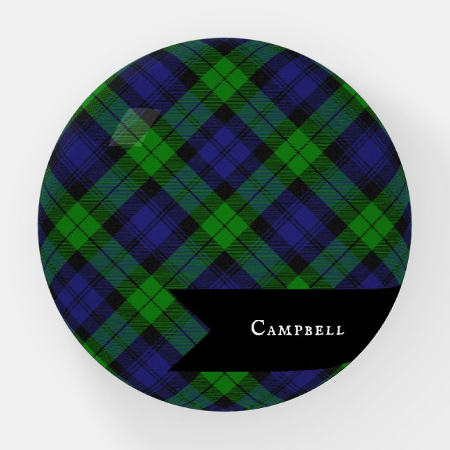 Black Watch Clan Tartan Plaid Pattern Paperweight (Front)