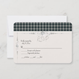 Black Watch Dress Modern Original Scottish Tartan RSVP Card