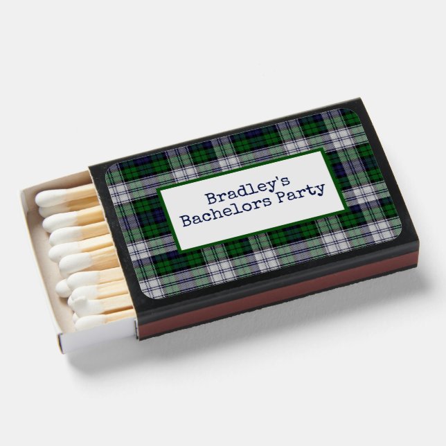 Black Watch Dress Plaid Personalized Matchbox Matchboxes (Front Open)