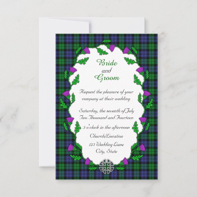 Black Watch Military Celtic Wedding Invitation (Front)